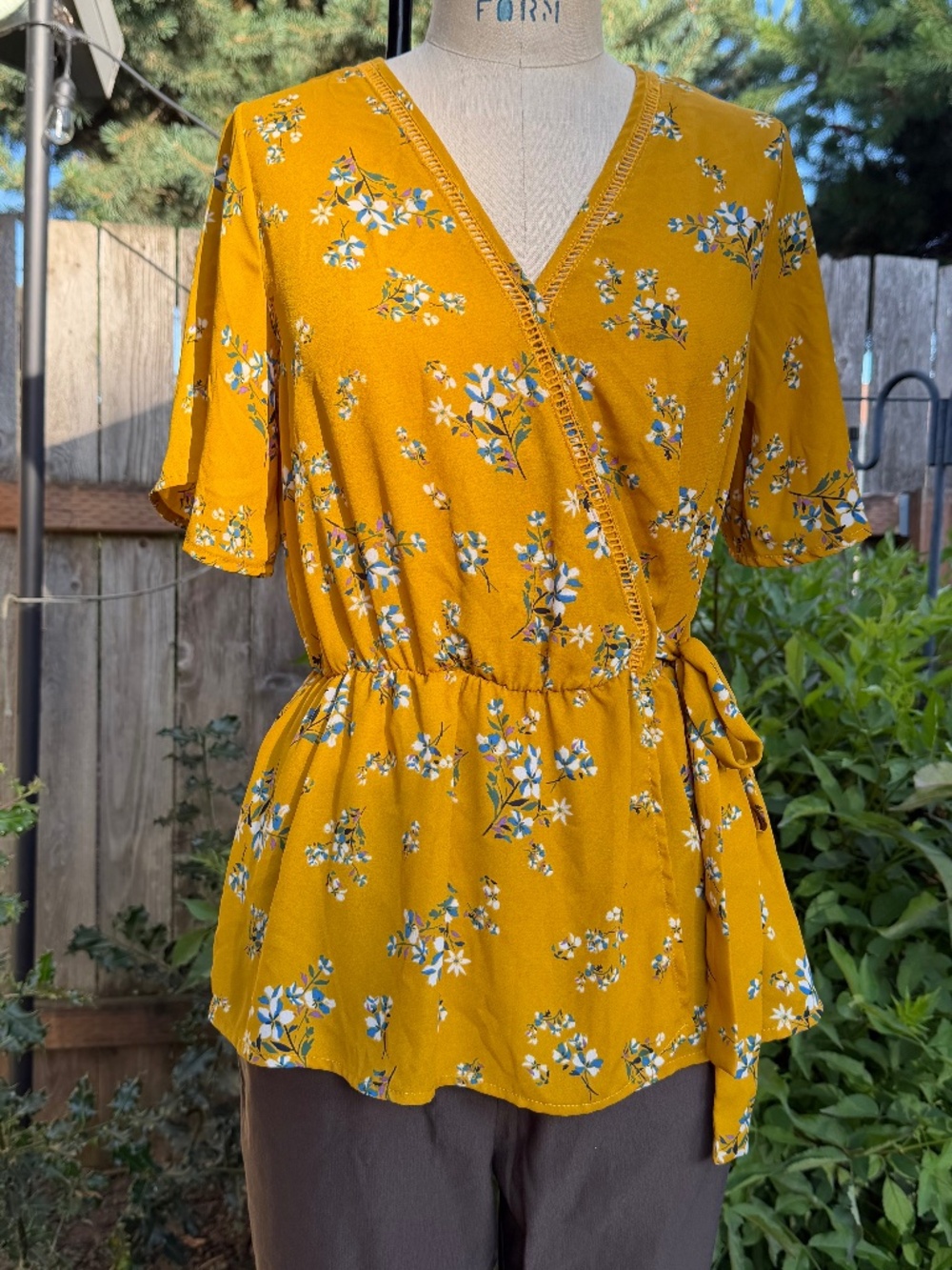 Sienna Sky Tie Waist Boho Peplum Blouse